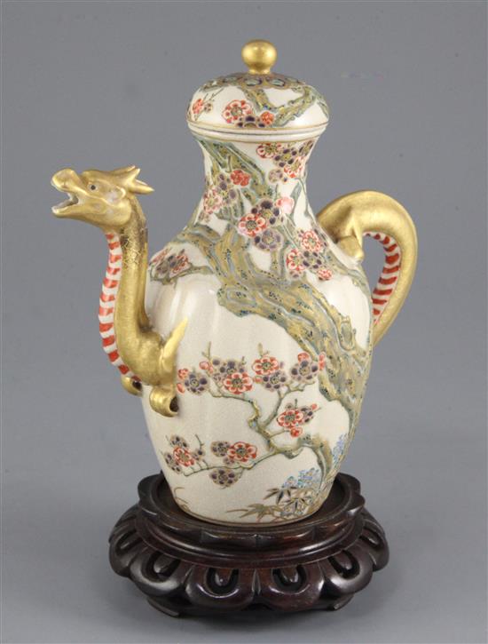 A Japanese Satsuma pottery wine pot, late 19th century, 17cm